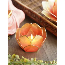 Pure Home + Living Pink & Green Ombre 12 Petals Capiz T-Light Holder-picture-23