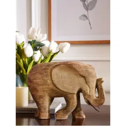 Pure Home + Living Brown Wooden Finish Elephant - Large-picture-26