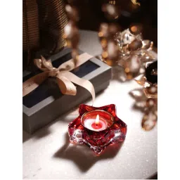 Pure Home + Living Red Glass Star Shaped Tealight Holders (Pack of 2)-picture-17