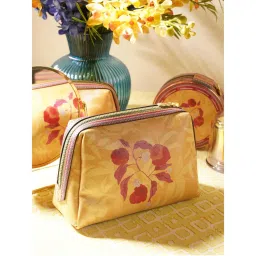 Pure Home + Living Yellow Printed Faux Leather Vanity Pouch-image-73