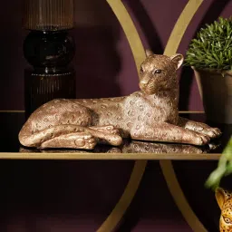 Pure Home + Living Gold Polyresin Sitting Leopard-picture-34