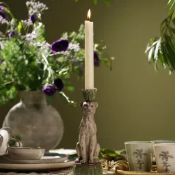Pure Home + Living Beige & Green Polyresin Leopard Candle Holder-image-49