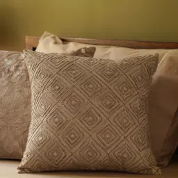 Pure Home + Living Beige Dori Embroidery Cushion Cover (16x16 Inches)-picture-16