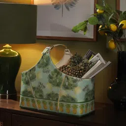 Pure Home + Living Green Como Printed Faux Leather Magazine Basket-picture-32