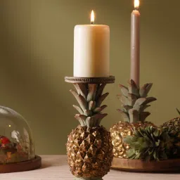 Pure Home + Living Green Gold Pineapple Polyresin Candle Holder-image-40