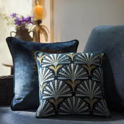 Pure Home + Living Blue Embroidered Cushion Cover (16x16 Inches)-image-14