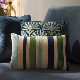 Pure Home + Living Blue and Green Bold Striped Cushion Cover (12X18 Inches)-picture-13