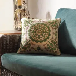 Pure Home + Living Green Embroidered Cushion Cover (12X18 Inches)-picture-21
