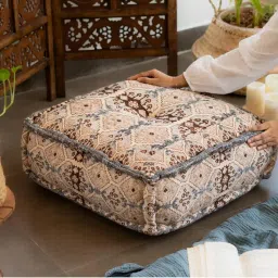 Ritualistic Hand Block Print Square Floor Cushion-picture-10