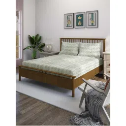 Swayam Green Floral 210 TC Pure Cotton Bedsheet with Pillow Covers-picture-35