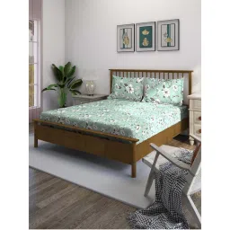 Swayam Green Floral 210 TC Pure Cotton Bedsheet with Pillow Covers-picture-34