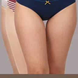 SOIE Medium Coverage Solid and Printed Cotton Stretch Brief Panty Multi-Color (Pack of 3)-picture-13