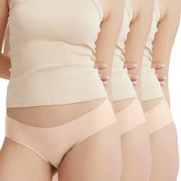 B'There Women Beige Seamless Hipster Briefs (Pack of 3)-picture-40