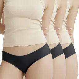 B'There Women Charcoal Seamless Hipster Briefs (Pack of 3)-image-0