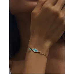 Pipa Bella by Nykaa Fashion Gold And Blue Evil Eye Chain Bracelet-picture-16
