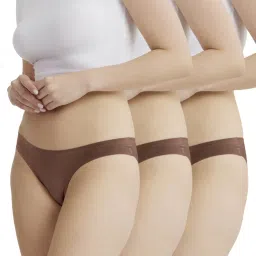 B'There Women Brown Seamless Bikini Briefs (Pack of 3)-picture-37
