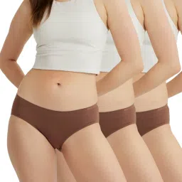 B'There Women Brown Seamless Hipster Briefs (Pack of 3)-picture-40