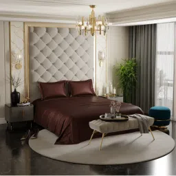 Stoa Paris Brown Queen Satin Bedsheet with 2 Pillow Covers-picture-28