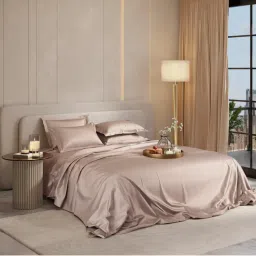 Stoa Paris Super Super King Size Bedsheet with 4 Pillow Covers, Date Night - Champagne-image-34