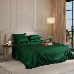 Stoa Paris Super Super King Size Bedsheet with 4 Pillow Covers, Date Night Collection - Emerald Green-image-76