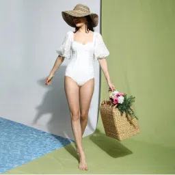 Haute Sauce Women White Ruched One Piece Swimsuit-image-57