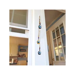 JASMEY HOMES Multi-Color 3 Tara Evil Eye Cow Hand- Painted Iron Hanging Bell image 1