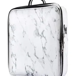 House of Quirk Travel Makeup Cosmetic Storage Case -Large White Marble-picture-12
