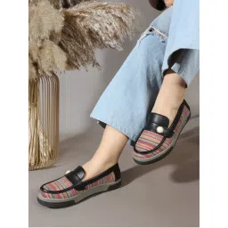 Carlton London Textured Stripe Pearl Detail Loafers Multi-Color-picture-11