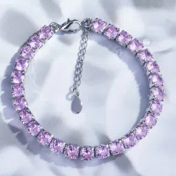 Jewels Galaxy Women American Diamond Silver Plated Wraparound Bracelet-picture-19
