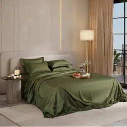 Stoa Paris Super Super King Size Bedsheet with 4 Pillow Covers, Date Night - Olive Oasis-picture-14