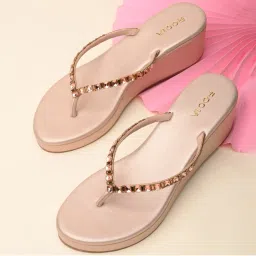 ROCIA Women Rose Gold Diamond Wedges Heels-picture-20