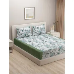 Swayam Green Floral 160 TC Pure Cotton Bedsheet with Pillow Covers-picture-36