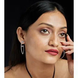 AMOSSH 18K Gold Plated Anti Tarnish White Eye Earrings image 1