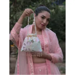 Odette Multicolor Beads and Sequins Embellished Potli Bag For Women-image-1