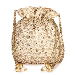 The Purple Sack Beige Sequins Potli Bag-image-89