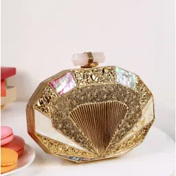 THE TAN CLAN Giana Brass Clutch With Detachable Gold-image-54