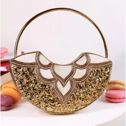 THE TAN CLAN Sasha Brass Clutch With Detachable With Handle-picture-24