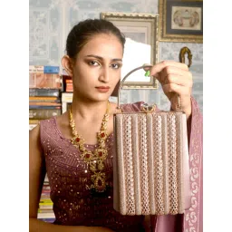 Odette Mauve Embellished Structured Clutch image 1