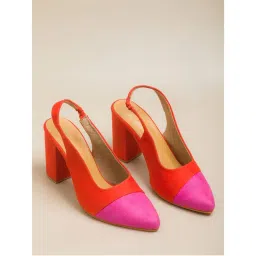 Shoe that fits you Orange Pink Colorblock Heels-picture-23