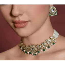 BEAUTY SPOT JEWELLERY The Enchanted Garden Kundan and Pearl Choker Set-picture-20