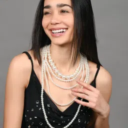 Odette White Pearl Layered Silver Plated Necklace-picture-10