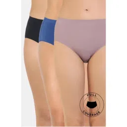 Zivame Medium Rise Full Coverage No Visible Panty Line Hipster - Multicolor (Pack of 3)-picture-16
