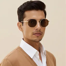 John Jacobs Unisex Full Polarised Uv Protected Stylish & Premium Round Brown Lens Sunglasses image 1