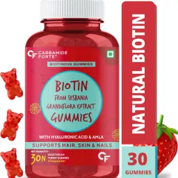 Carbamide Forte Biotin Skin and Hair Vitamin Gummies |Strawberry Flavour - Support Hair, Skin & nails - vegitarian-image-98