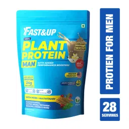 fast & up Fast&Up Plant Protein For Man-Vegan & Gluten Free (Added Metabolic & Performance Boosters) Plant-Based Protein - 28 Serving (990 g, Vanilla Flavor)-picture-36