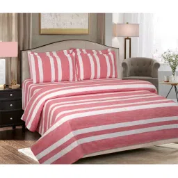 SHADES OF LIFE Pure Cotton Double Bed Stripes Print Bedsheet With 2 Pillow Covers-picture-10