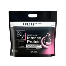Ace Blend INTENSE 30G A-Grade Plant Protein | Complete Amino Acid Profile | Probiotics + Fibre | 6g BCAA | 95%+ Bio Available | Advanced Lean Muscle Growth & Recovery | Pink Guava-image-37