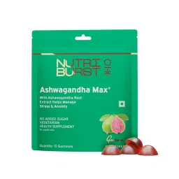 Nutriburst Ashwagandha Max 500mg Gummies for Stress and Anxiety Relief Vigour, Energy, Power & Stamina Relax Refresh Mind & Body Guava Flavor Gummies, No added sugar-picture-13