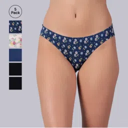 Tailor and Circus Womens Pack of 5 Low Rise Mid Coverage Micro Modal Fabric Bikinis-image-37