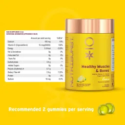 Nutriburst Healthy Muscles & Bones Gummies with Calcium & Vitamin D to Boosts Immunity No-AddedSugar Lemon Flavor 100% Vegetarian image 3